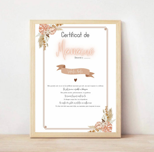 Certificat parrain/marraine